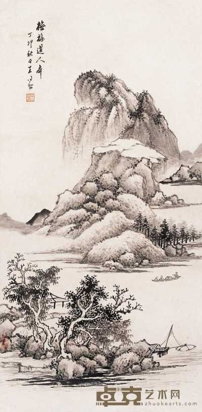 王同愈 1927年作 山水 立轴 70×34.5cm